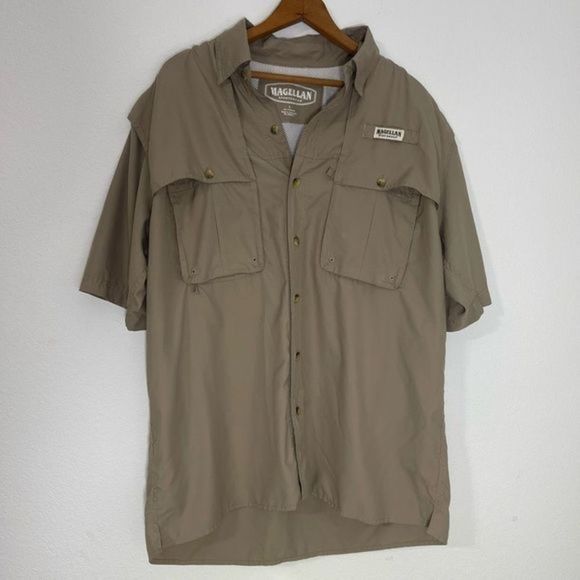 Magellan Fishing Shirt Tan/Brown Size Large - Picture 1 of 5